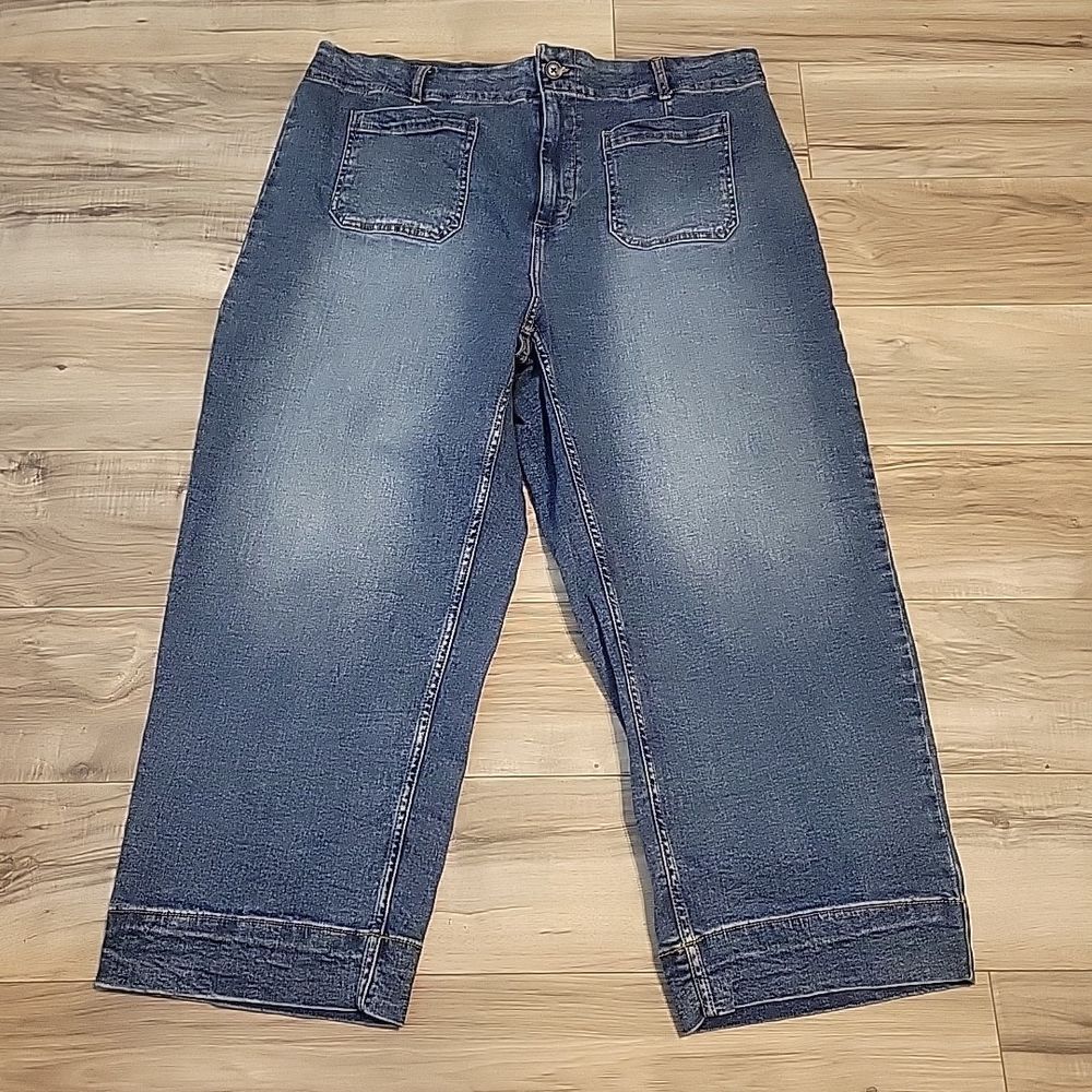 BAGATELLE Collection New York Jeans Womens 18W High‎ Waist Crop Wide Leg Denim
